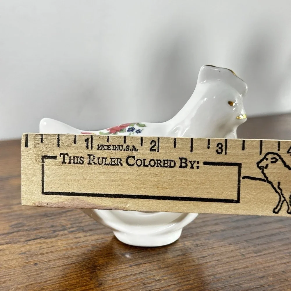 VTG Floral Porcelain Bunny, Pig, Chicken Napkin Rings Spring 8pc Staffordshire